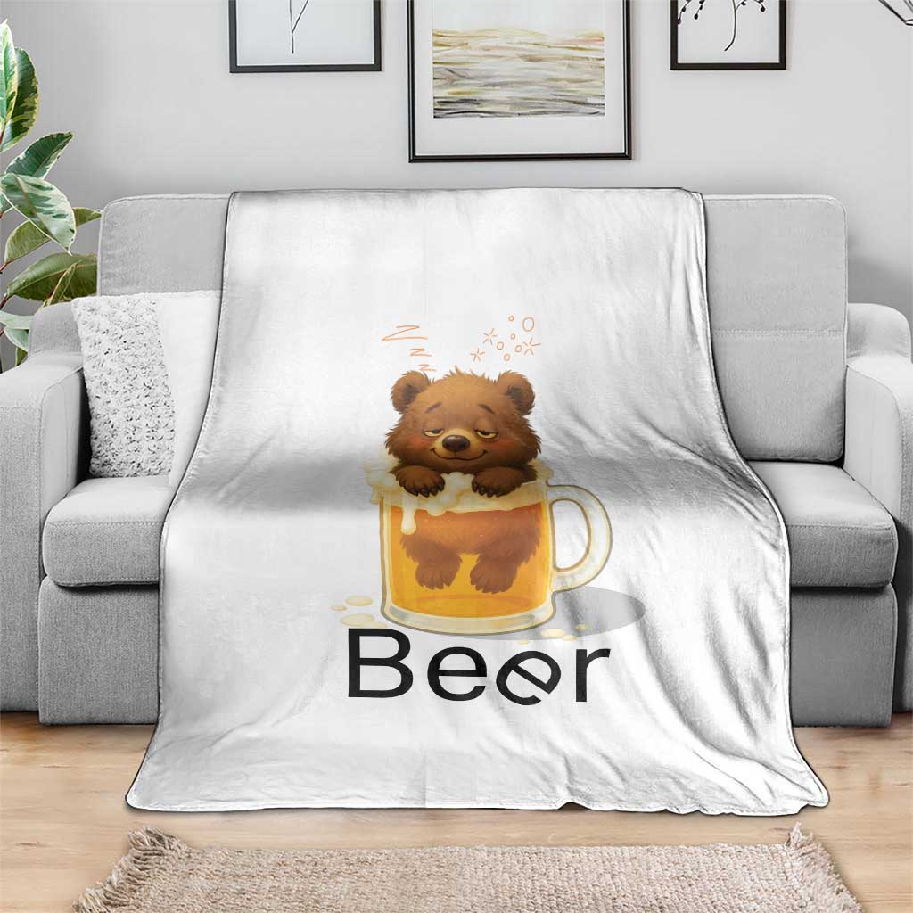 Funny Drinking Lover Throw Blanket Bear In Beer Glass TS12 Print Your Wear