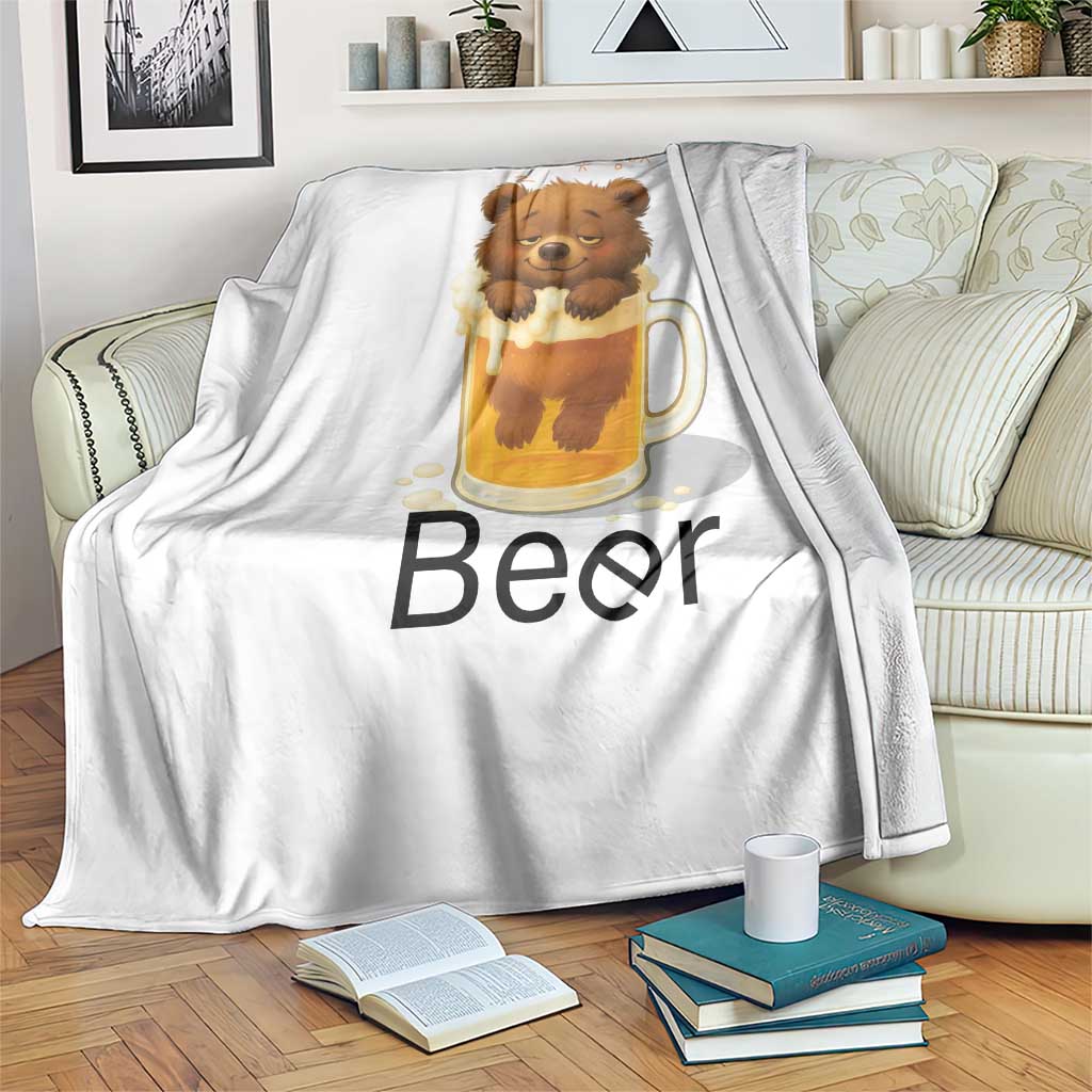 Funny Drinking Lover Throw Blanket Bear In Beer Glass TS12 Print Your Wear