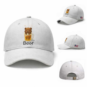 Funny Drinking Lover Baseball Cap Bear In Beer Glass TS12 Baseball Cap Universal Fit White Print Your Wear