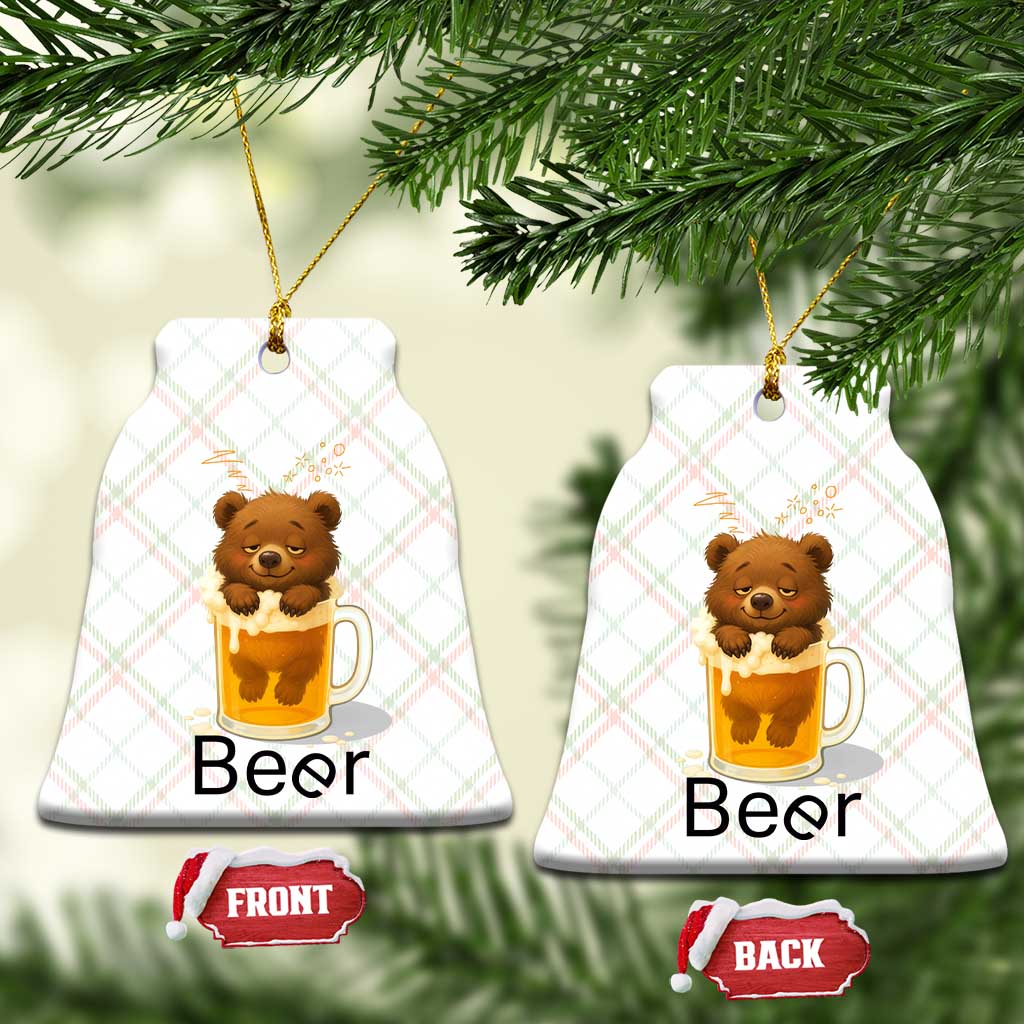Funny Drinking Lover Ceramic Ornament Bear In Beer Glass TS12 Print Your Wear