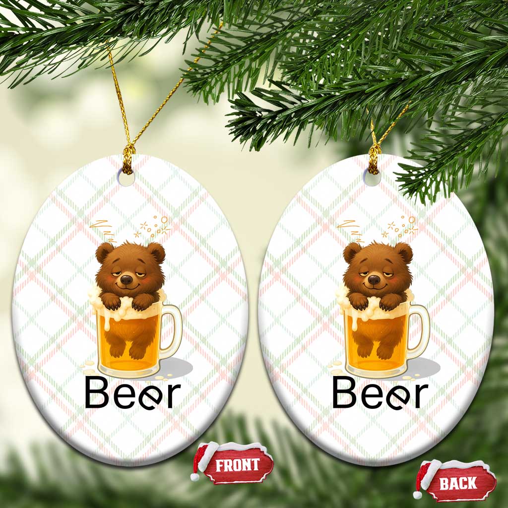 Funny Drinking Lover Ceramic Ornament Bear In Beer Glass TS12 Print Your Wear