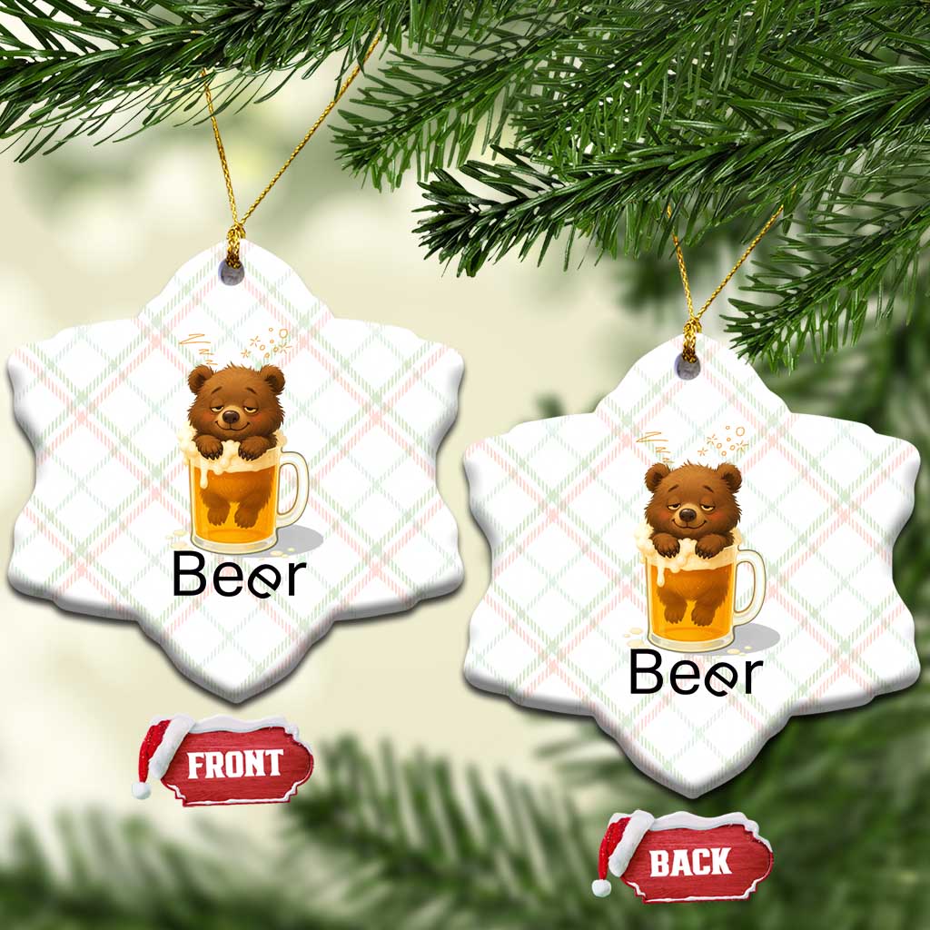 Funny Drinking Lover Ceramic Ornament Bear In Beer Glass TS12 Print Your Wear