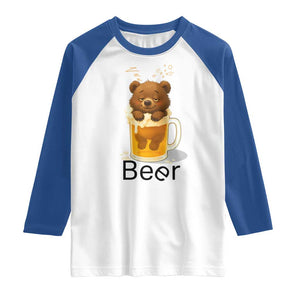 Funny Drinking Lover Raglan Shirt Bear In Beer Glass TS12 White Royal Print Your Wear