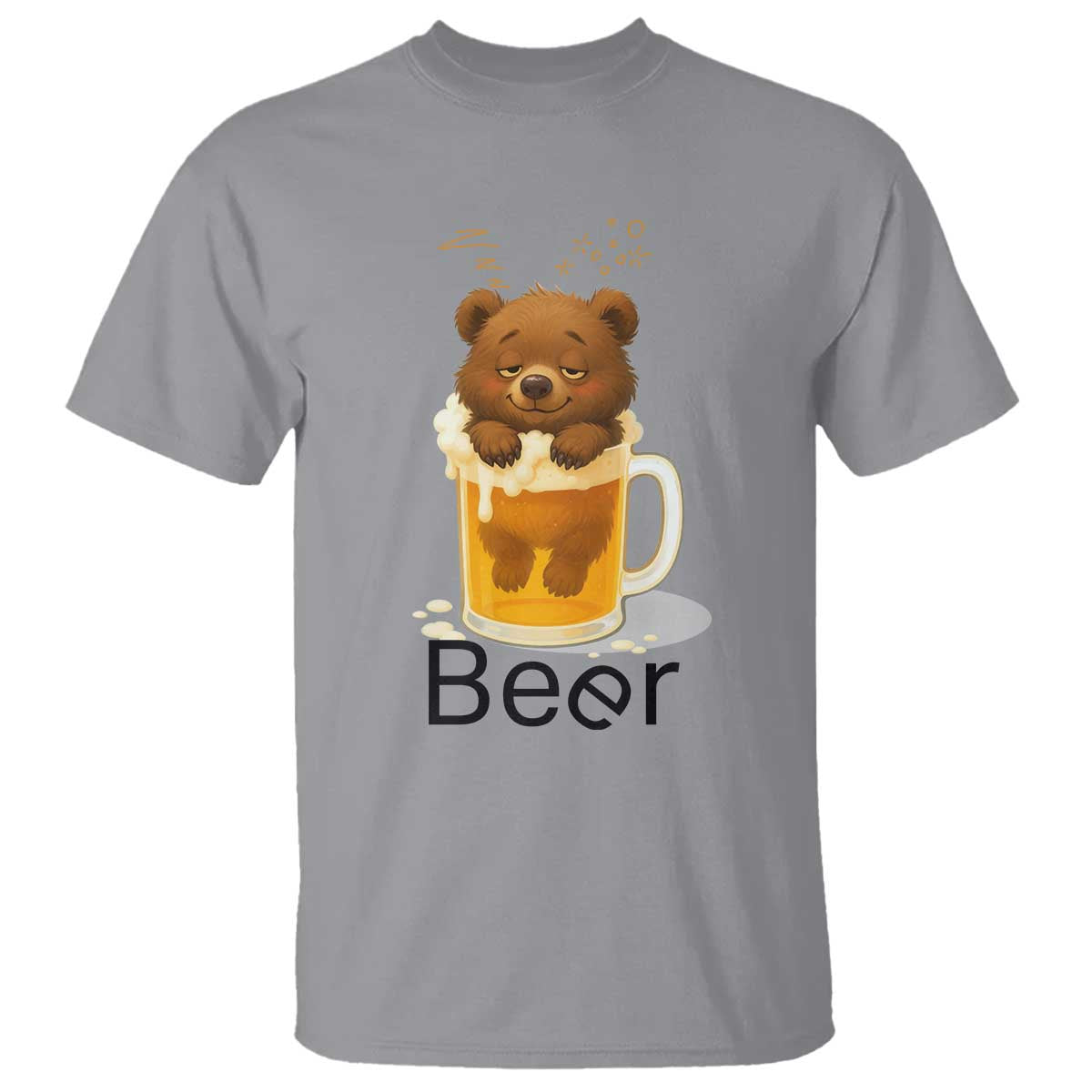 Funny Drinking Lover T Shirt Bear In Beer Glass TS12 Sport Gray Print Your Wear