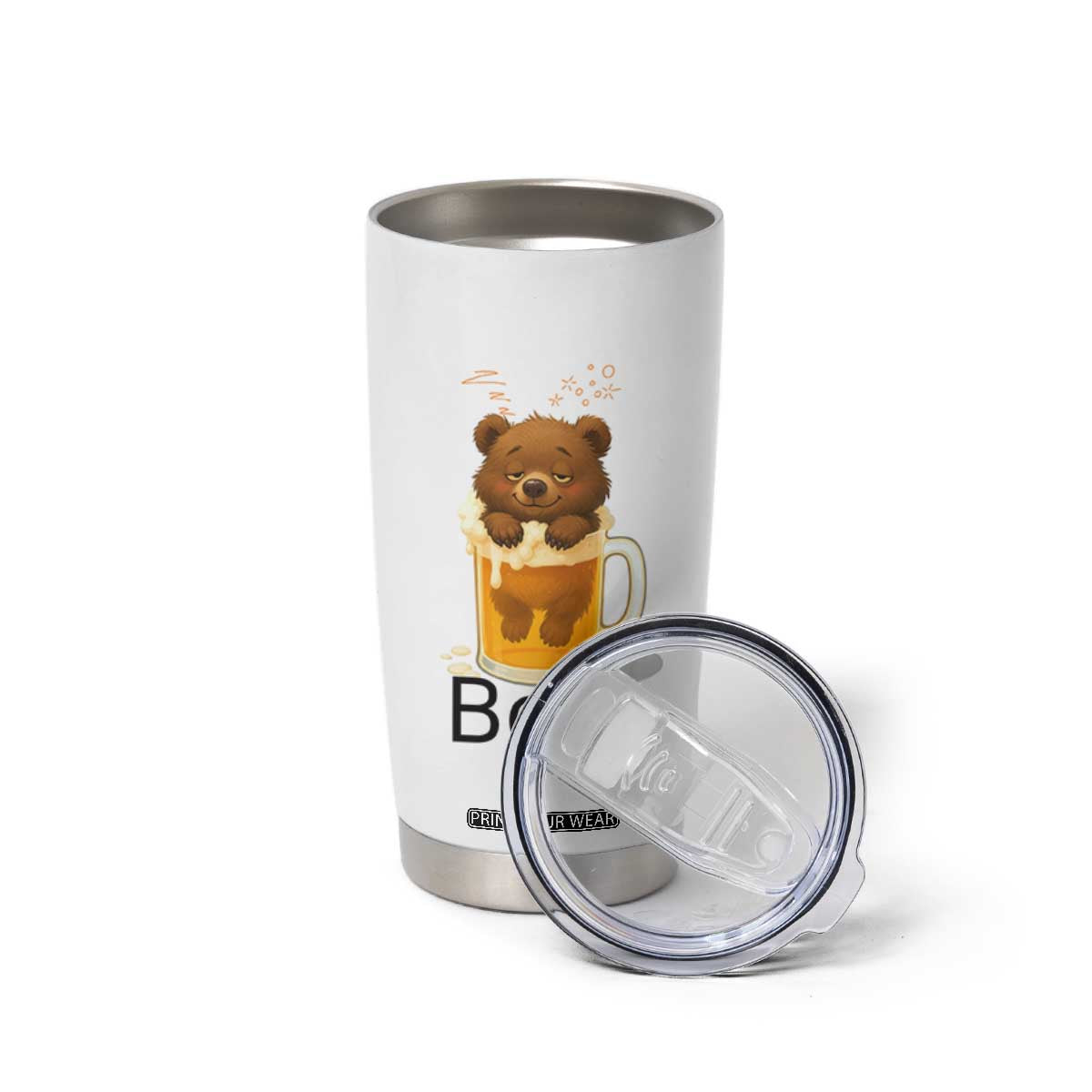 Funny Drinking Lover Tumbler Cup Bear In Beer Glass TS12 Print Your Wear