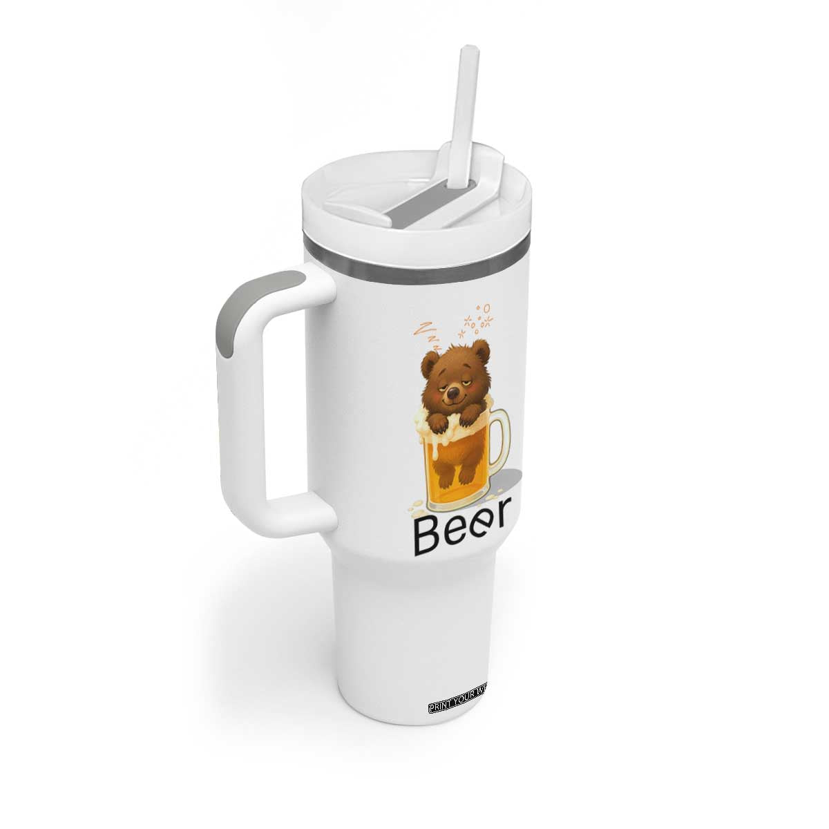 Funny Drinking Lover Tumbler With Handle Bear In Beer Glass TS12 Print Your Wear
