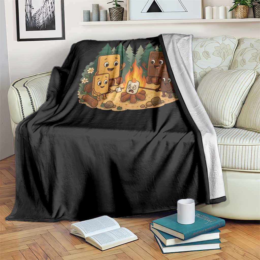 Funny Smores Camping Throw Blanket Marshmallow Chocolate Fire TS12 Print Your Wear