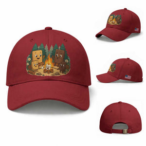 Funny Smores Camping Baseball Cap Marshmallow Chocolate Fire TS12 Baseball Cap Universal Fit Cherry Red Print Your Wear