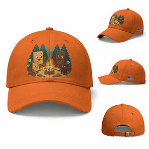 Funny Smores Camping Baseball Cap Marshmallow Chocolate Fire TS12 Baseball Cap Universal Fit Orange Print Your Wear