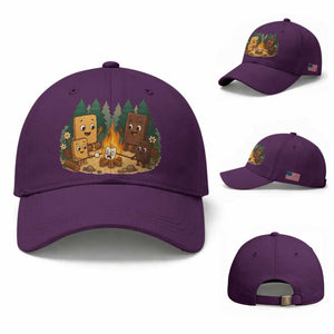 Funny Smores Camping Baseball Cap Marshmallow Chocolate Fire TS12 Baseball Cap Universal Fit Purple Print Your Wear