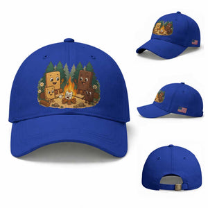 Funny Smores Camping Baseball Cap Marshmallow Chocolate Fire TS12 Baseball Cap Universal Fit Royal Blue Print Your Wear