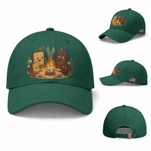 Funny Smores Camping Baseball Cap Marshmallow Chocolate Fire TS12 Baseball Cap Universal Fit Irish Green Print Your Wear