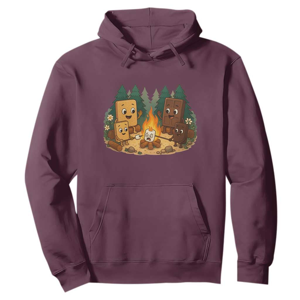 Funny Smores Camping Hoodie Marshmallow Chocolate Fire TS12 Maroon Print Your Wear