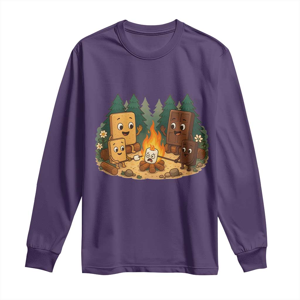 Funny Smores Camping Long Sleeve Shirt Marshmallow Chocolate Fire TS12 Purple Print Your Wear