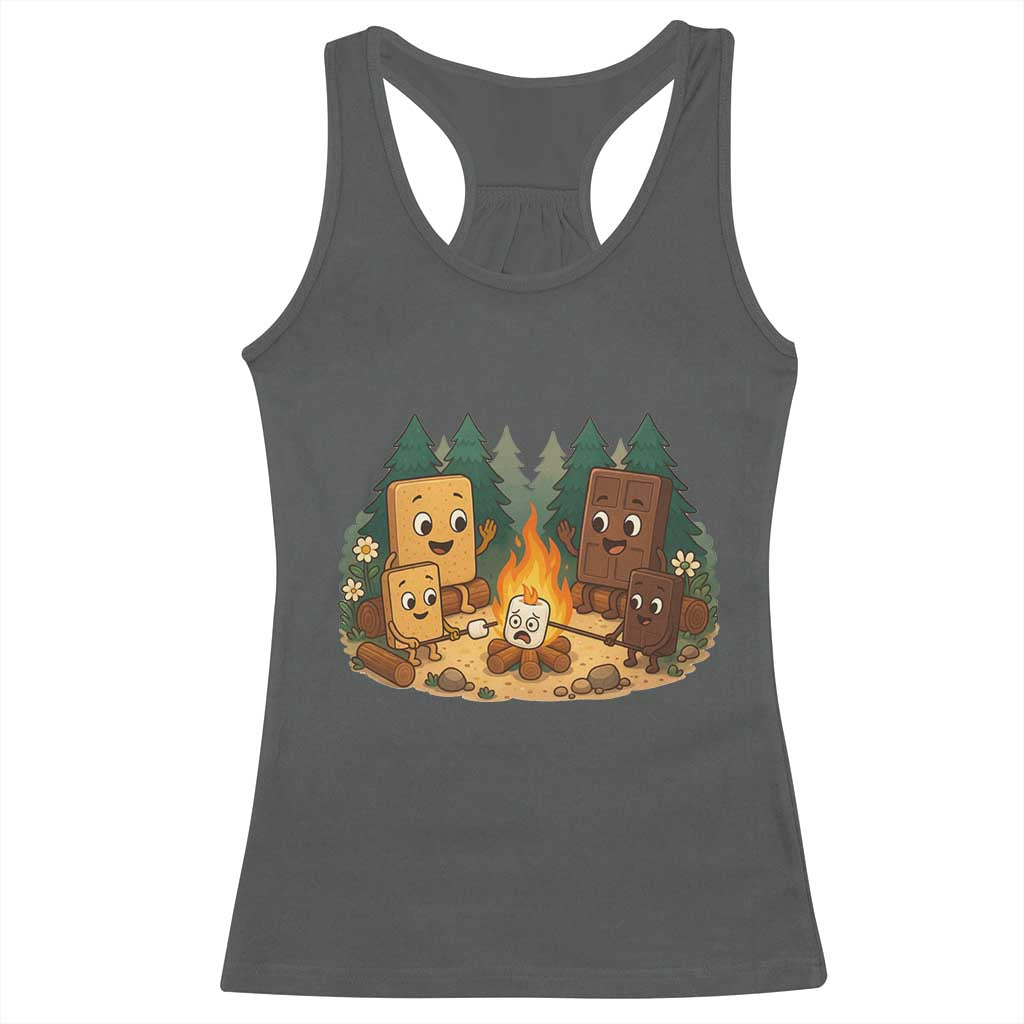 Funny Smores Camping Racerback Tank Top Marshmallow Chocolate Fire TS12 Dark Heather Print Your Wear