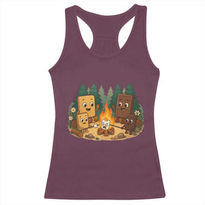 Funny Smores Camping Racerback Tank Top Marshmallow Chocolate Fire TS12 Maroon Print Your Wear