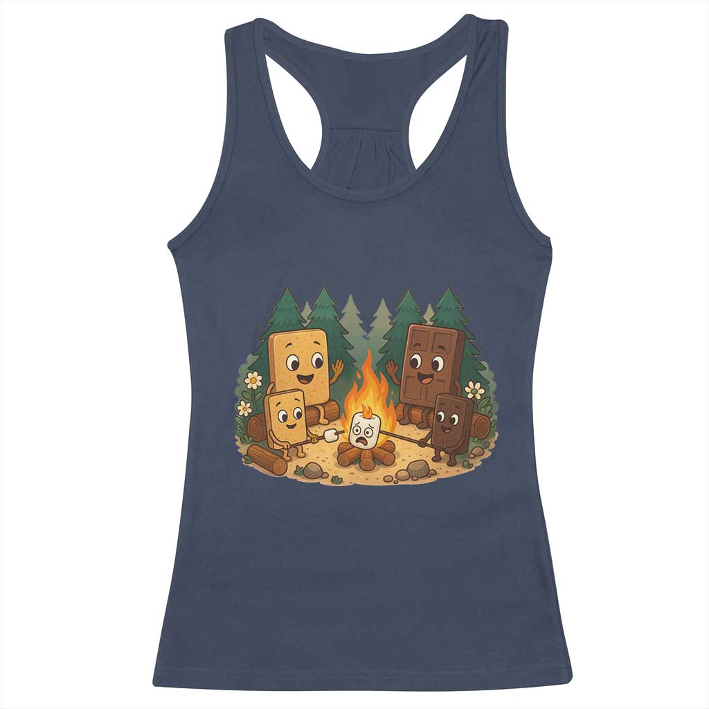 Funny Smores Camping Racerback Tank Top Marshmallow Chocolate Fire TS12 Navy Print Your Wear