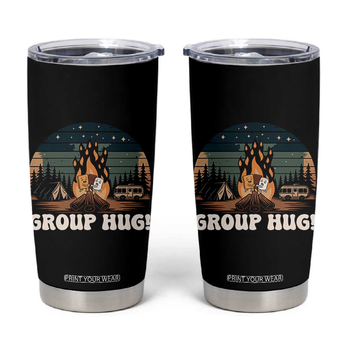 Funny Smores Camping Tumbler Cup Group Hug TS12 Black Print Your Wear