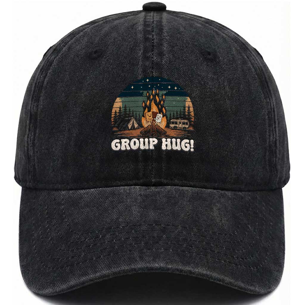 Funny Smores Camping Washed Cotton Baseball Cap Group Hug TS12 Print Your Wear