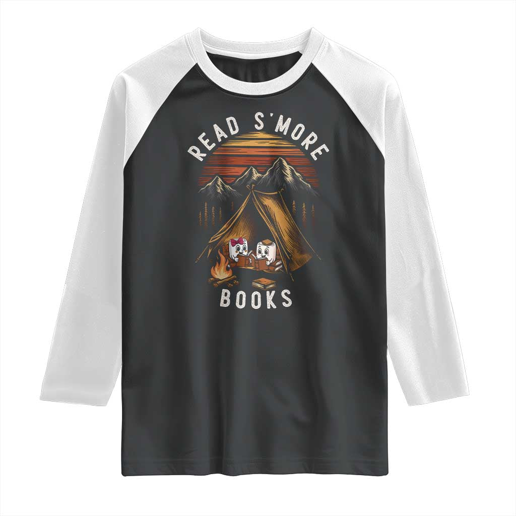 Book Lover Gift Raglan Shirt Read Smore Books Camping Humor TS12 Black White Print Your Wear