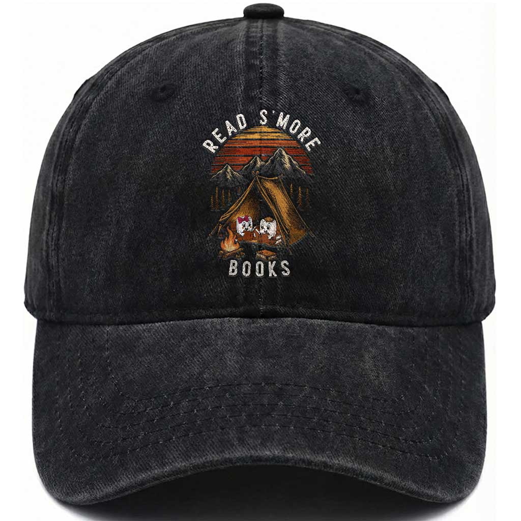 Book Lover Gift Washed Cotton Baseball Cap Read Smore Books Camping Humor TS12 Print Your Wear