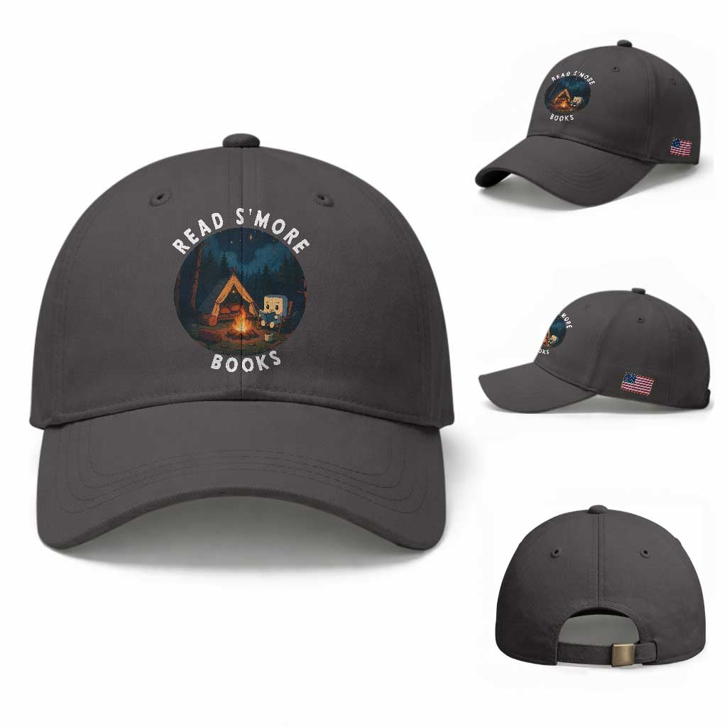 Camping Lover Baseball Cap Read Smore Books Funny Smores TS12 Baseball Cap Universal Fit Dark Gray Print Your Wear