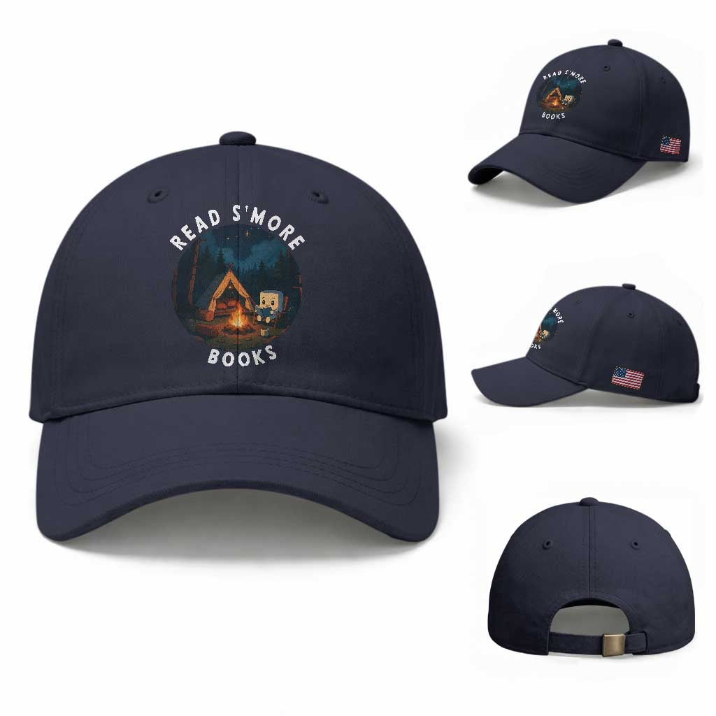 Camping Lover Baseball Cap Read Smore Books Funny Smores TS12 Baseball Cap Universal Fit Navy Print Your Wear