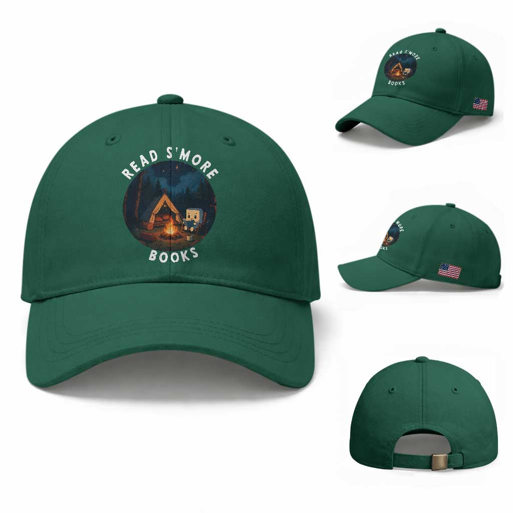 Camping Lover Baseball Cap Read Smore Books Funny Smores TS12 Baseball Cap Universal Fit Irish Green Print Your Wear