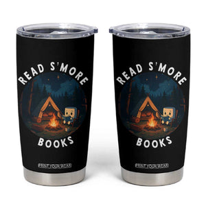 Camping Lover Tumbler Cup Read Smore Books Funny Smores TS12 Black Print Your Wear