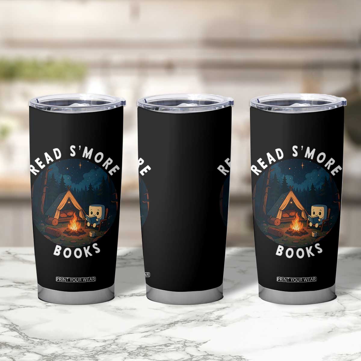 Camping Lover Tumbler Cup Read Smore Books Funny Smores TS12 Print Your Wear