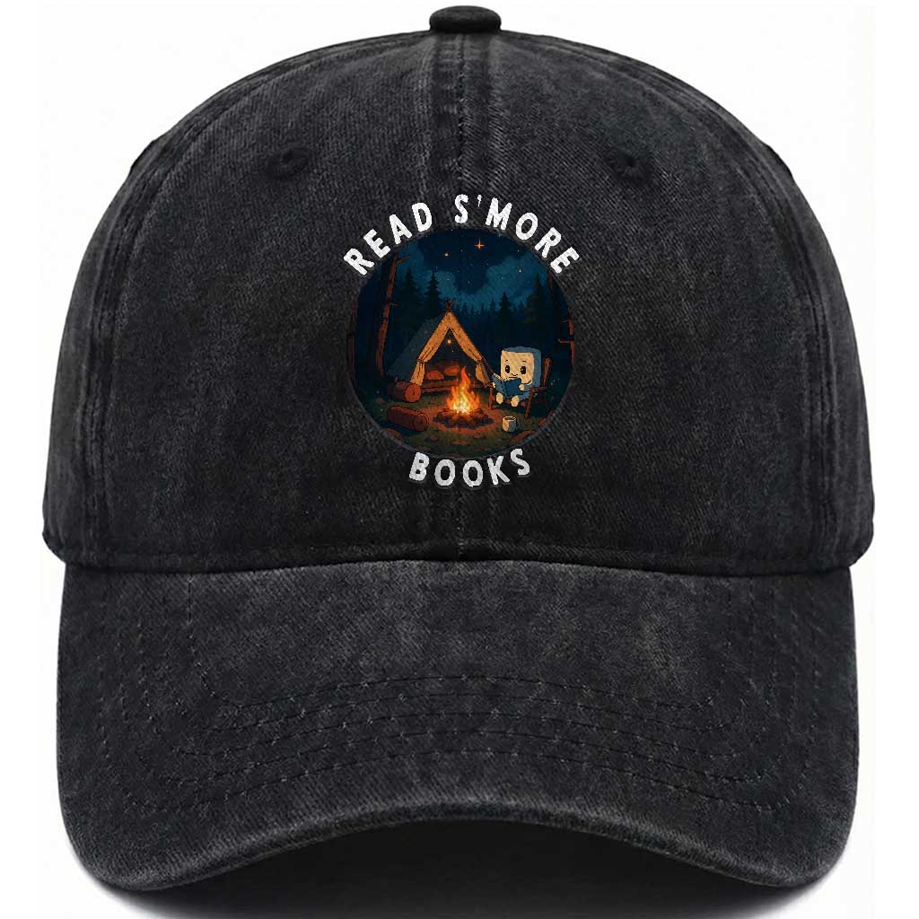 Camping Lover Washed Cotton Baseball Cap Read Smore Books Funny Smores TS12 Print Your Wear