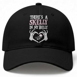 Funny Halloween Pregnancy Reveal Baseball Cap There Is A Skelly In My Belly