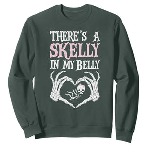 Funny Halloween Pregnancy Reveal Sweatshirt There Is A Skelly In My Belly