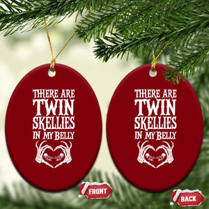 Funny Halloween Pregnancy Reveal Ceramic Ornament There Are Twin Skellies In My Belly
