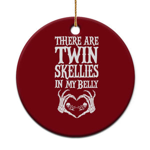 Funny Halloween Pregnancy Reveal Ceramic Ornament There Are Twin Skellies In My Belly