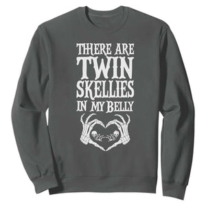 Funny Halloween Pregnancy Reveal Sweatshirt There Are Twin Skellies In My Belly