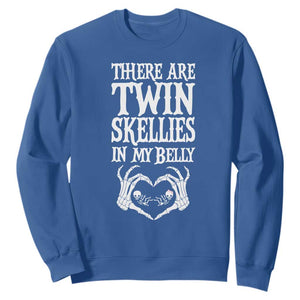 Funny Halloween Pregnancy Reveal Sweatshirt There Are Twin Skellies In My Belly