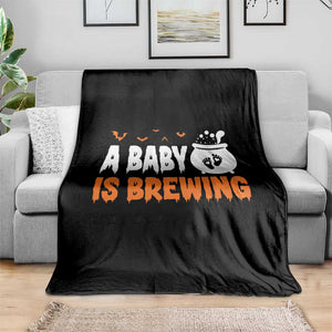 Funny Halloween Pregnancy Announcement Throw Blanket A Baby Is Brewing