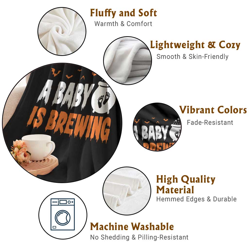 Funny Halloween Pregnancy Announcement Throw Blanket A Baby Is Brewing