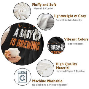 Funny Halloween Pregnancy Announcement Throw Blanket A Baby Is Brewing