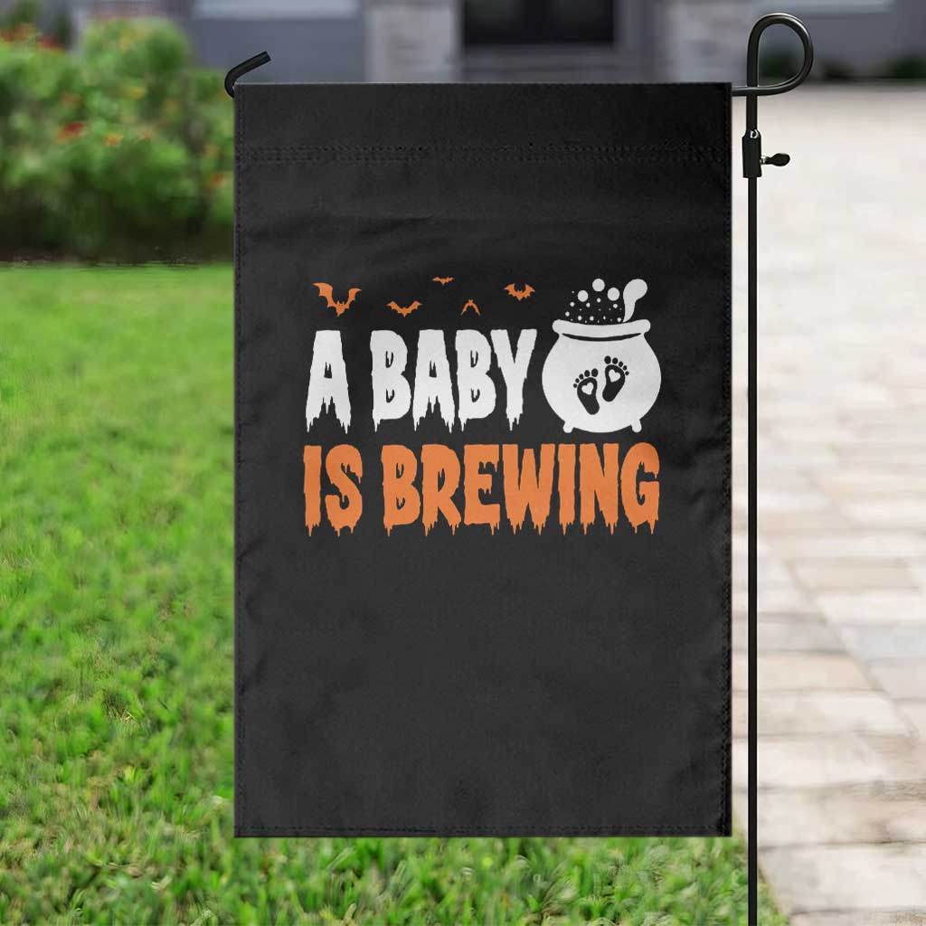 Funny Halloween Pregnancy Announcement Garden Flag A Baby Is Brewing
