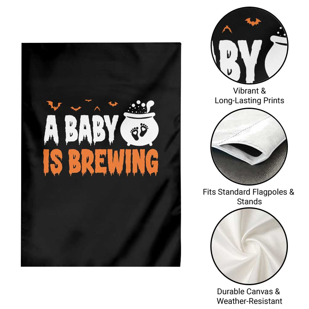 Funny Halloween Pregnancy Announcement Garden Flag A Baby Is Brewing