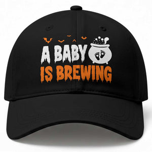 Funny Halloween Pregnancy Announcement Baseball Cap A Baby Is Brewing