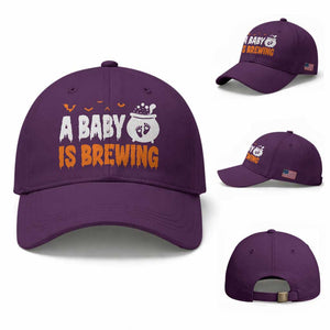 Funny Halloween Pregnancy Announcement Baseball Cap A Baby Is Brewing