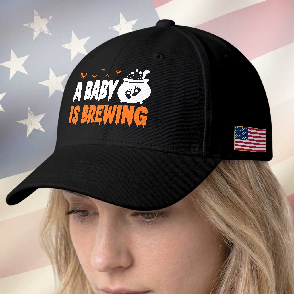 Funny Halloween Pregnancy Announcement Baseball Cap A Baby Is Brewing