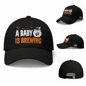 Funny Halloween Pregnancy Announcement Baseball Cap A Baby Is Brewing