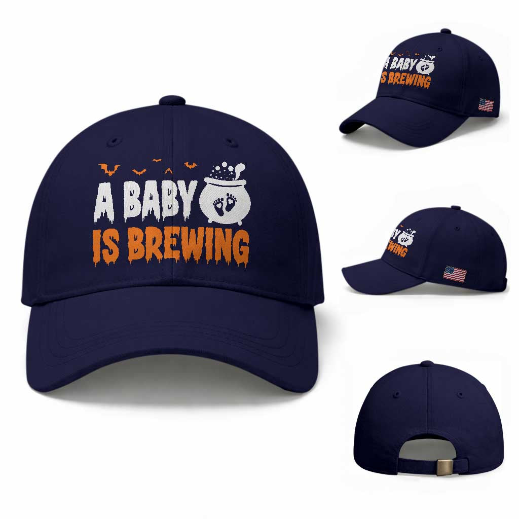Funny Halloween Pregnancy Announcement Baseball Cap A Baby Is Brewing