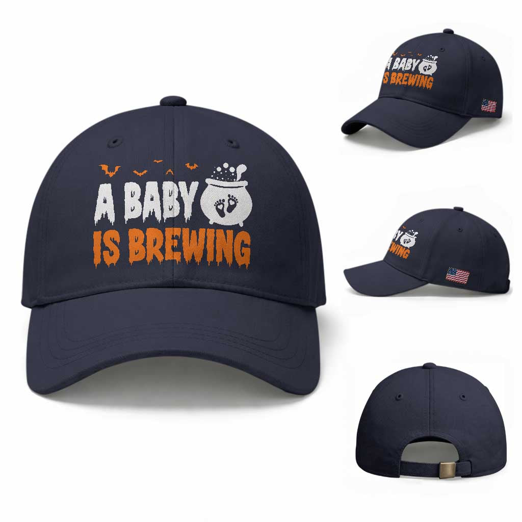 Funny Halloween Pregnancy Announcement Baseball Cap A Baby Is Brewing