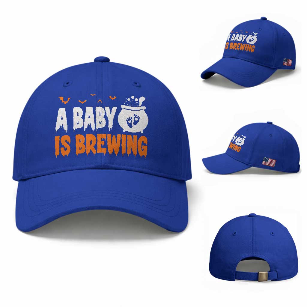 Funny Halloween Pregnancy Announcement Baseball Cap A Baby Is Brewing