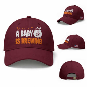 Funny Halloween Pregnancy Announcement Baseball Cap A Baby Is Brewing